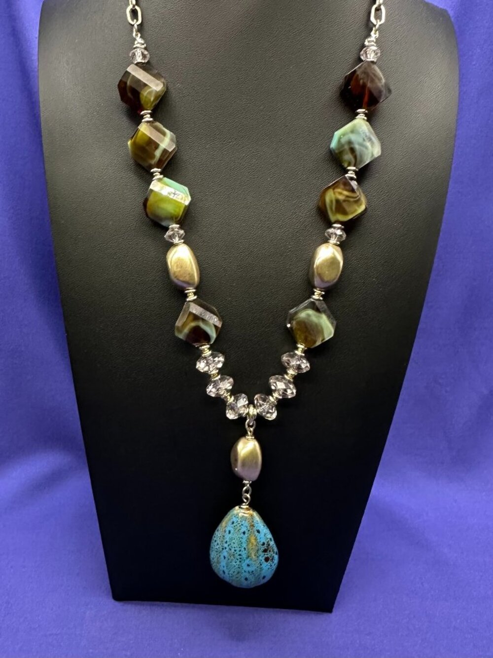 Chico’s Mixed-Media Beaded Statement Necklace.  NWT